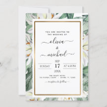 Volante de invitación a la boda floral de la Magno