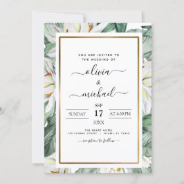 Volante de invitación a la boda floral de la Magno