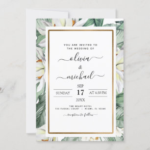 Volante de invitación a la boda floral de la Magno
