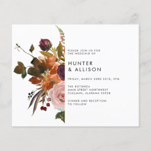 Volante de invitación a la boda floral de otoño