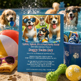 Volante de Invitación a la Fiesta de Piscina Doggy