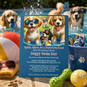 Volante de Invitación a la Fiesta de Piscina Doggy