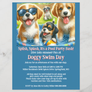 Volante de Invitación a la Fiesta en la Piscina de