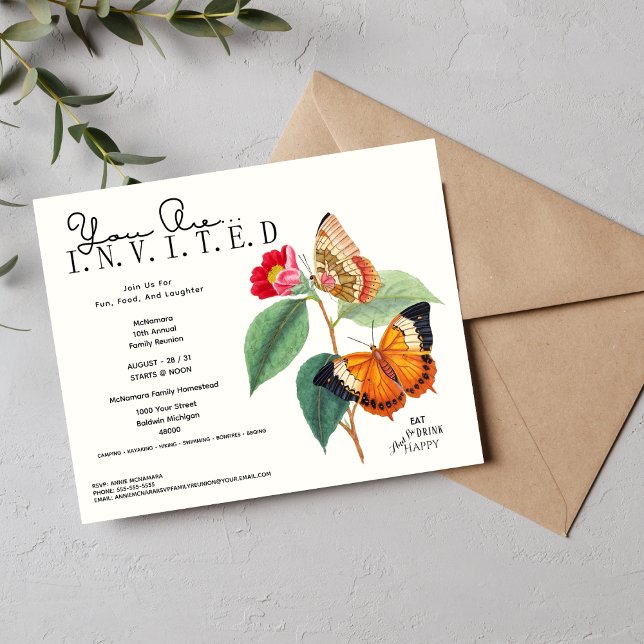 Volante de invitación a reunión familiar amigable  ( 🦋The Butterfly Studio🦋
Budget Friendly Family Reunion Invitation Flyer)