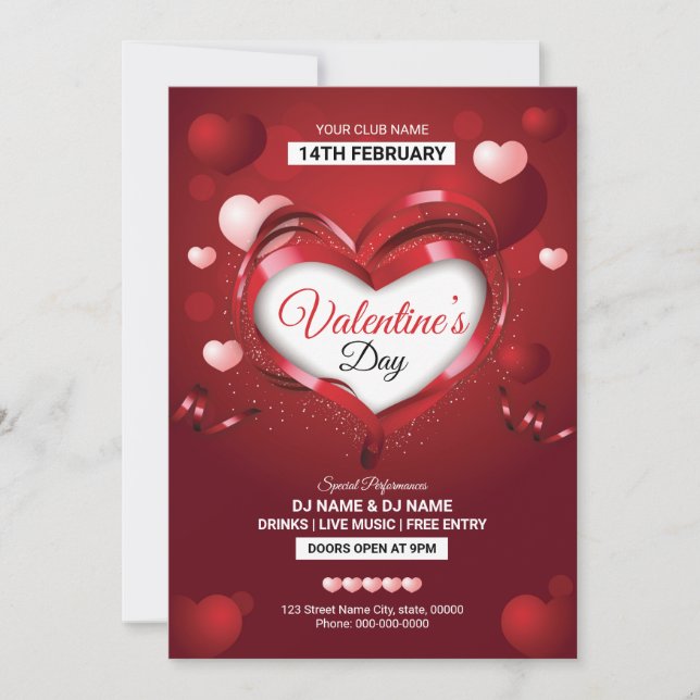 Volante de invitación al El día de San Valentín (Anverso)