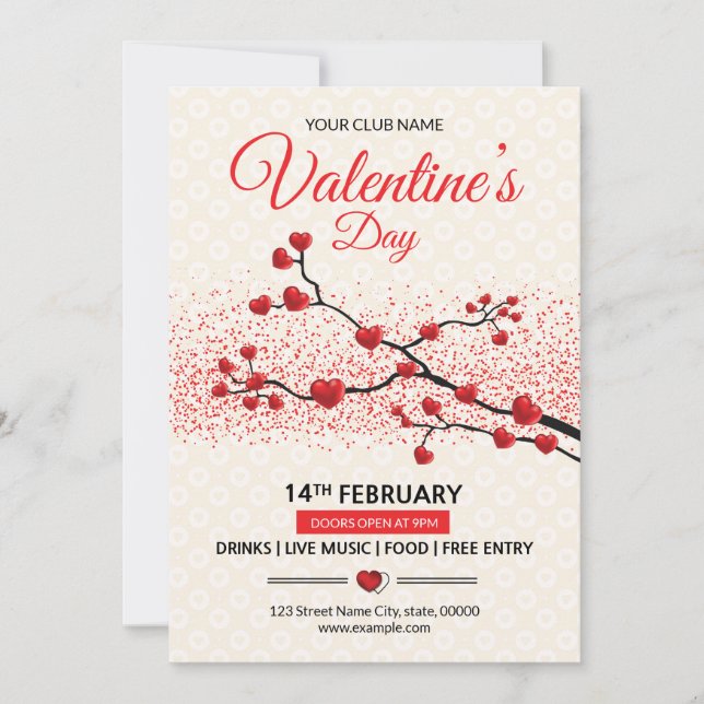 Volante de invitación al El día de San Valentín (Anverso)