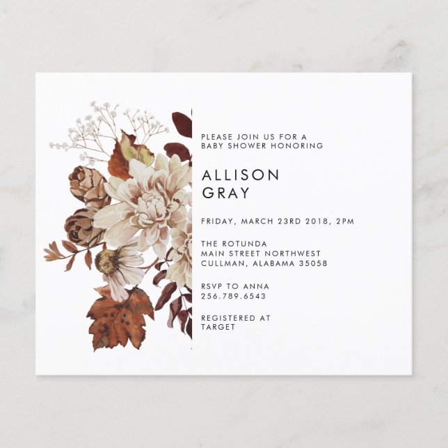 Volante de invitación Baby Shower para otoño de pr (Frente)