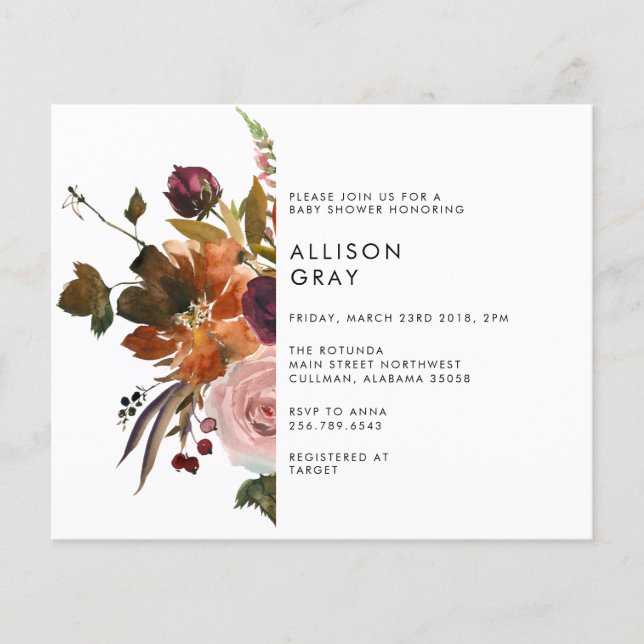 Volante de invitación Baby Shower para otoño de pr (Frente)