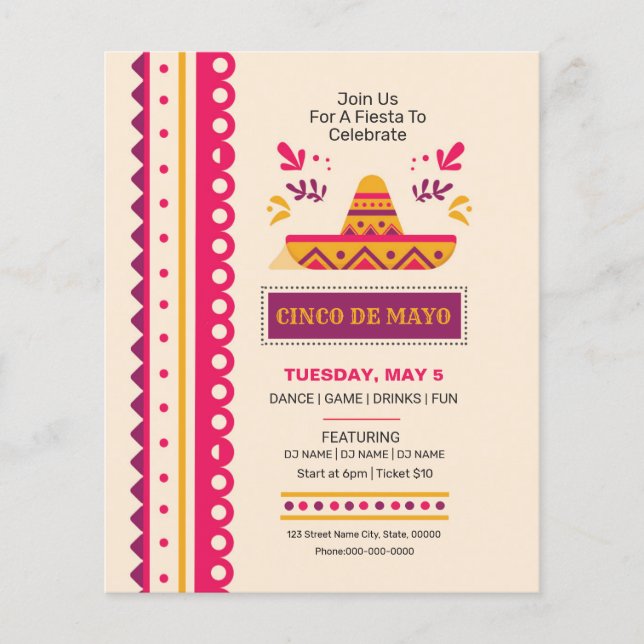 Volante de invitación Cinco de Mayo (Frente)