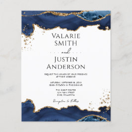 Volante de invitación de boda de Purpurina de oro