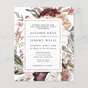 Volante de invitación de Dusty Floral Engagement P