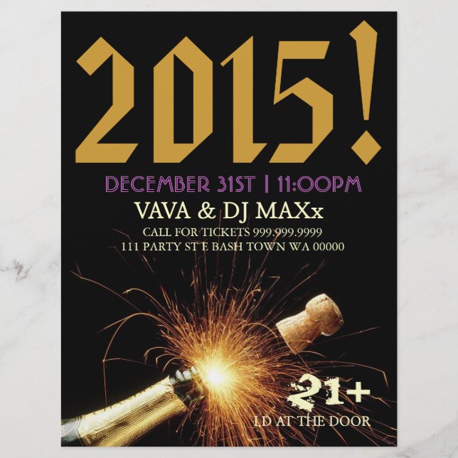 Volante de Invitación de eventos de Año Nuevo Fies (Frente)