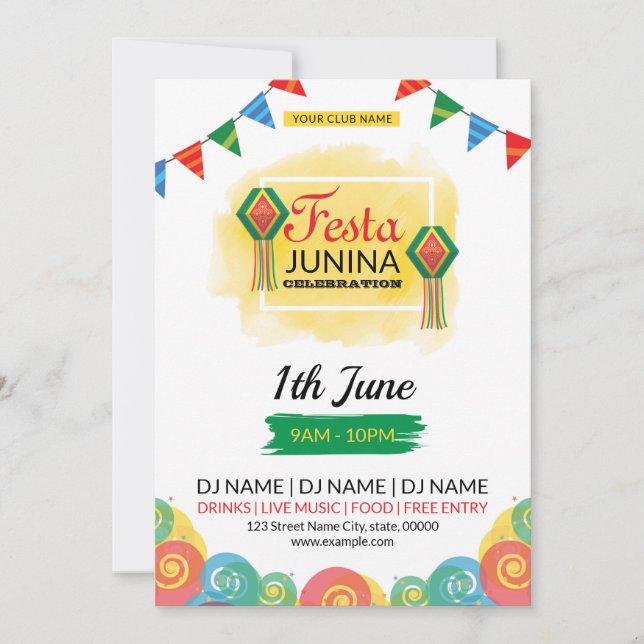 Volante de invitación de Festa Junina (Anverso)