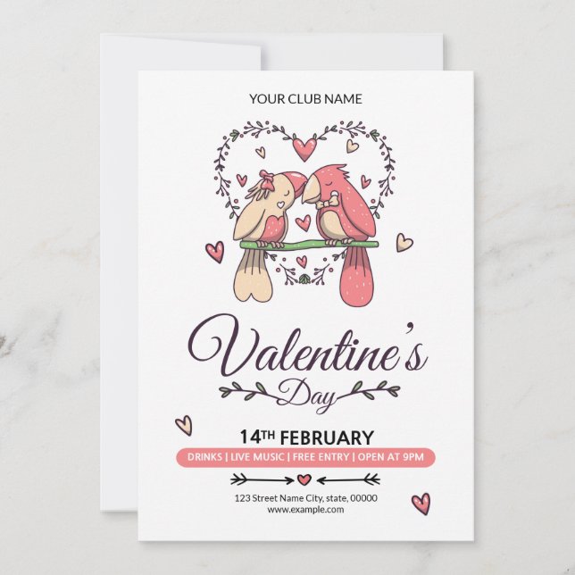 Volante de invitación el día de San Valentín (Anverso)