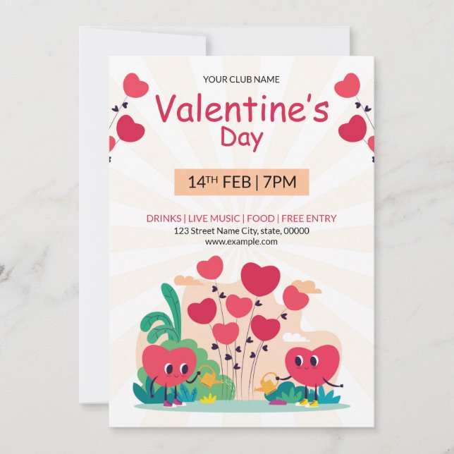 Volante de invitación el día de San Valentín (Anverso)