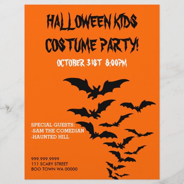 Volante de Invitación Fiesta de disfraces de Hallo (Frente)