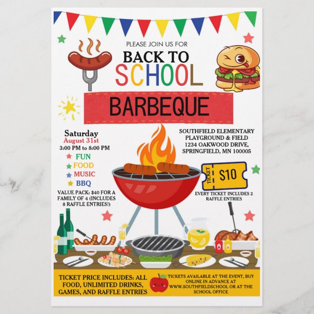 Volante de invitación para barbacoa de regreso a l (Frente)