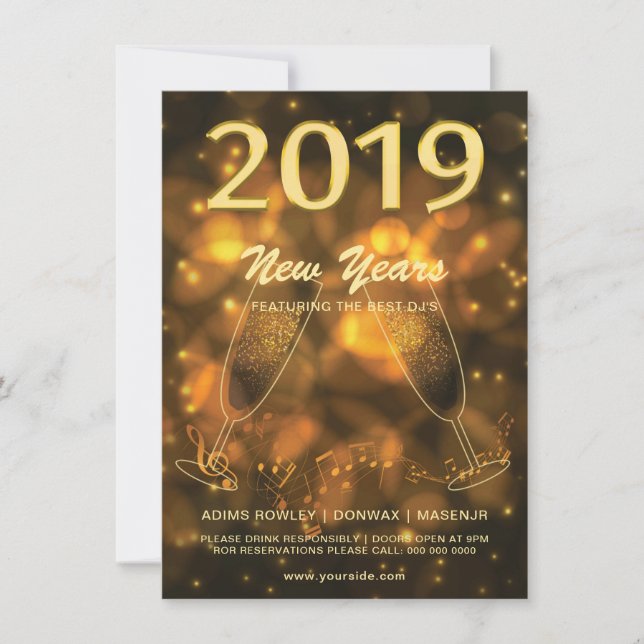 Volante de invitación para fiesta de Año Nuevo (Anverso)