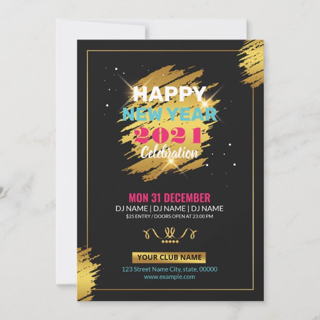 Volante de invitación para fiesta de Año Nuevo (Anverso)