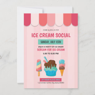 Volante de invitación social de crema de hielo