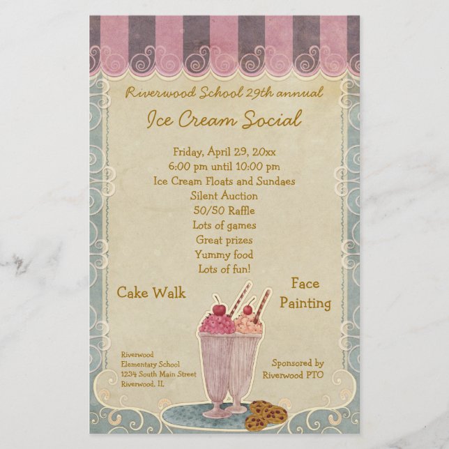 Volante de Invitación social de helado (Frente)