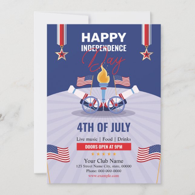 Volante de invitaciones a fiestas por el Día Indep (Anverso)