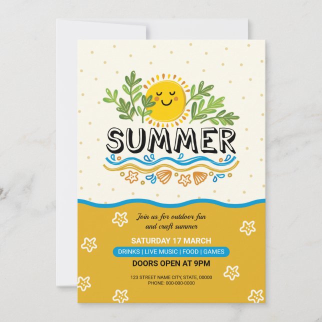 Volante de invitaciones de verano (Anverso)