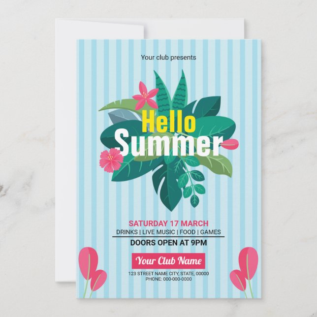 Volante de invitaciones de verano (Anverso)