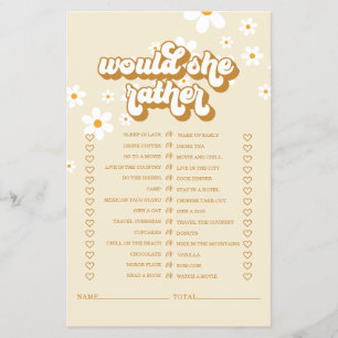 Volante de juego de baby shower Retro Daisy