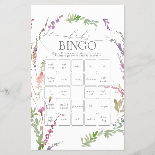 Volante de juego de bingo de Pastel de Flor Silves (Frente)