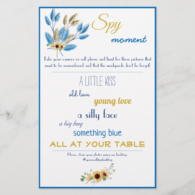 Volante de juego de Boda de novia espía (Frente)