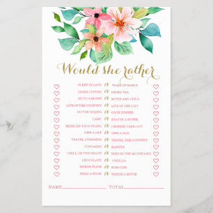 Volante de juego de ducha nupcial floral tropical 