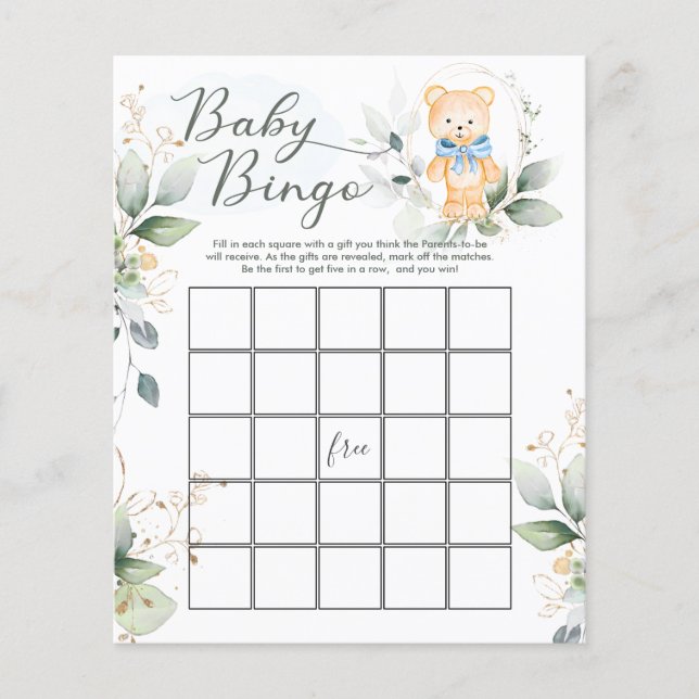 Volante de juegos de Bingo/Traits de Baby Shower B (Frente)