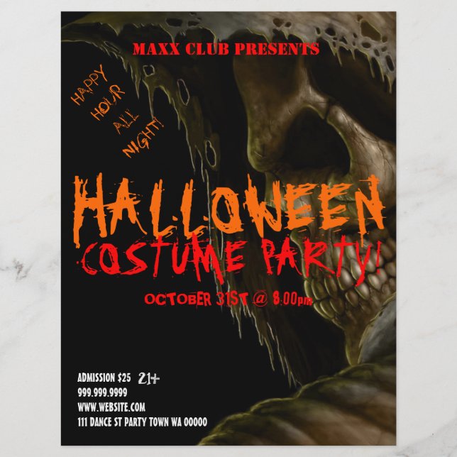 Volante de la Invitación del evento Skull Hallowee (Frente)