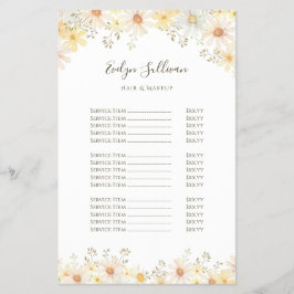 Volante de la lista de precios de Daisies