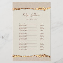 Volante de la lista de precios de papel rasgado po