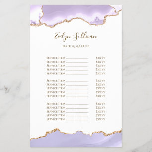 volante de lista de precios de lavender agate