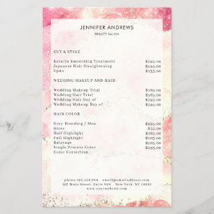 Volante de lista de precios de venta de Purpurinas