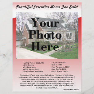 Volante de listado inmobiliario de dos lados, dise