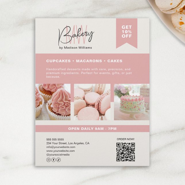 Volante de logotipo de monograma personalizado de  (Bakery Custom Monogram Logo Flyer)
