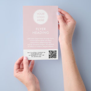 Volante de marketing con logotipo empresarial rosa