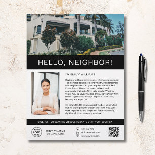 Volante de marketing inmobiliario de Hello Neighbo