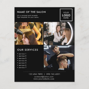 Volante de Marketing Minimalista Negro para Salón