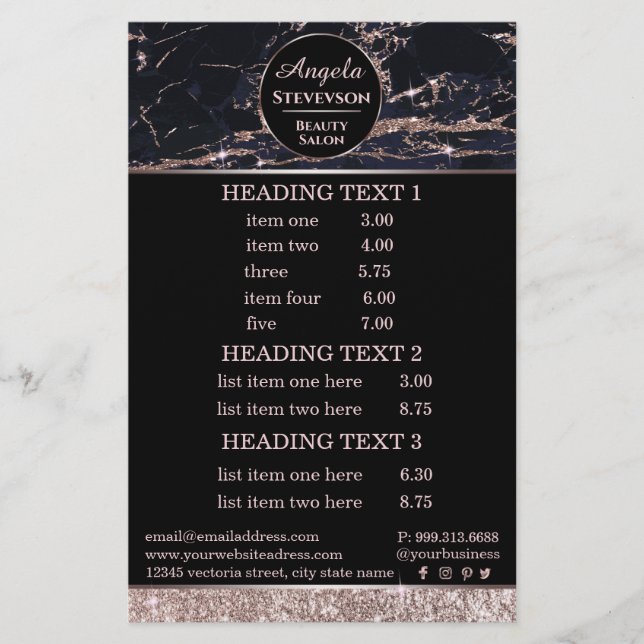 Volante de mármol rosa oro de artista de maquillaj (Frente)