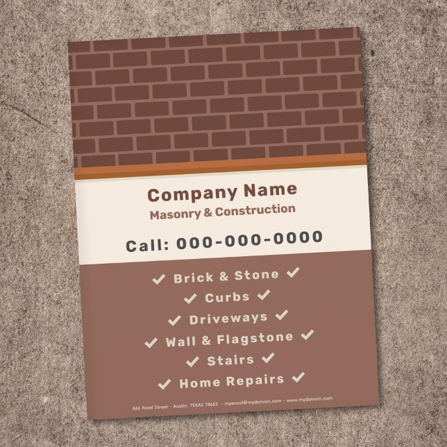 Volante de Masonería y Construcción (Masonry & Construction Flyer)