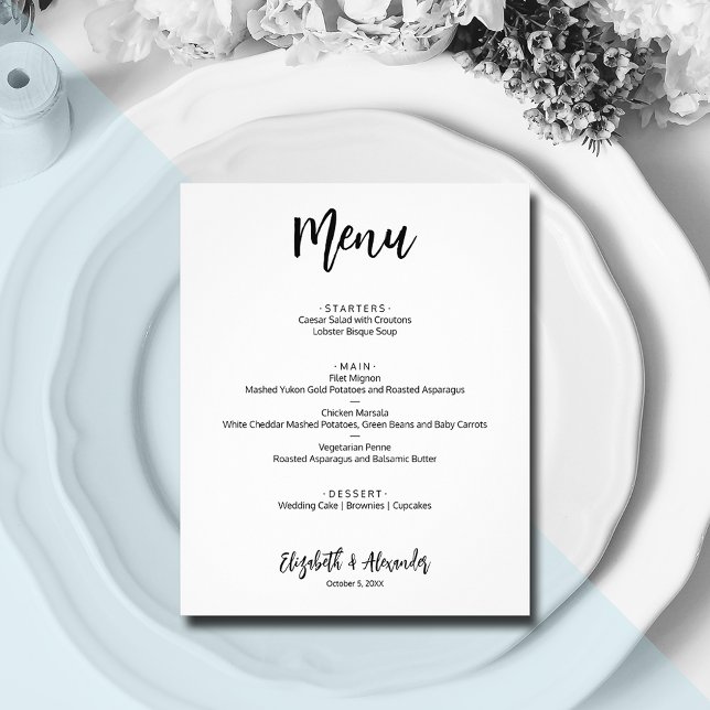 Volante de menú Boda de presupuesto (Subido por el creador)