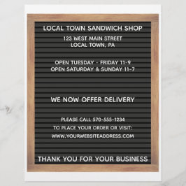 Volante de menú de dos caras de restaurante en est