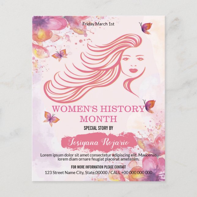 Volante de Mes de Historia de la Mujer (Frente)