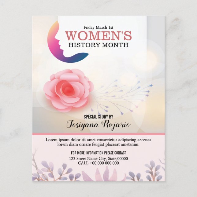Volante de Mes de Historia de la Mujer (Frente)
