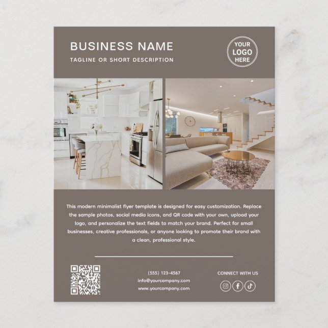 Volante de Negocios Código QR de Foto de Logo Mini (Frente)